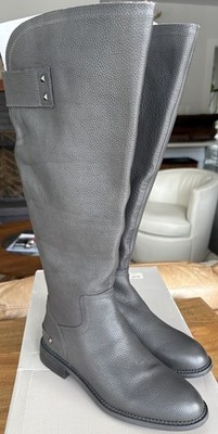 New Franco Sarto Women s Henrietta Wide Calf Grey Leather Knee High Boots Size 8