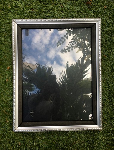 Silver Frame Floral Rope Wood Wall Art Hollywood Regency 12"x16" Black Matte DIY - Picture 2 of 12