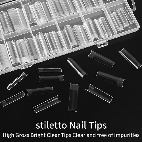  240 Pcs Square Nail Tips Extra Long No C Curve Nail Tips, XXL Tapered Clear - Bild 3 von 7