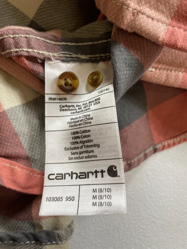Carhartt Check Plaid Button Up Hemd Damen M (8/10) rot Outdoor Workwear - Bild 5 von 8