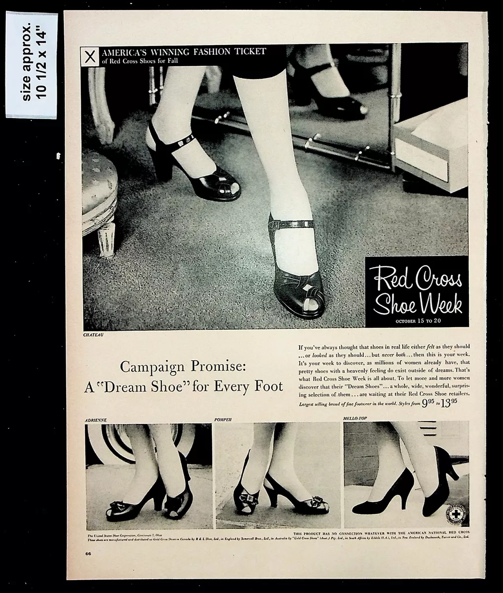 Red cross shop shoes vintage