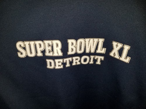 Reebok NFL Coat Large track Jacket Super Bowl XL Detroit 2006 half Zip Hood Blue - Picture 5 of 6