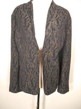 Beautiful Women's XL Coldwater Creek Black Wave Design Lined Clip Blazer Jacket