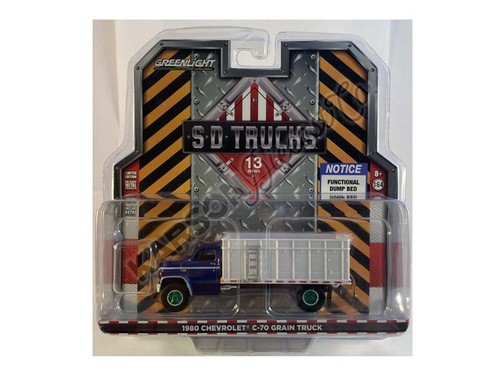 CHASE 1980 Chevrolet C-70 Grain Truck Blue 1:64 Scale Model - Greenlight 45130A - Picture 2 of 3