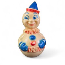 Vintage Roly Poly Musical Toy Clown Molded Plastic
