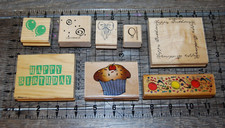 HAPPY BIRTHDAY CRAFT STAMPS Lot of 8 Happy Birthday Cupcake Balloons