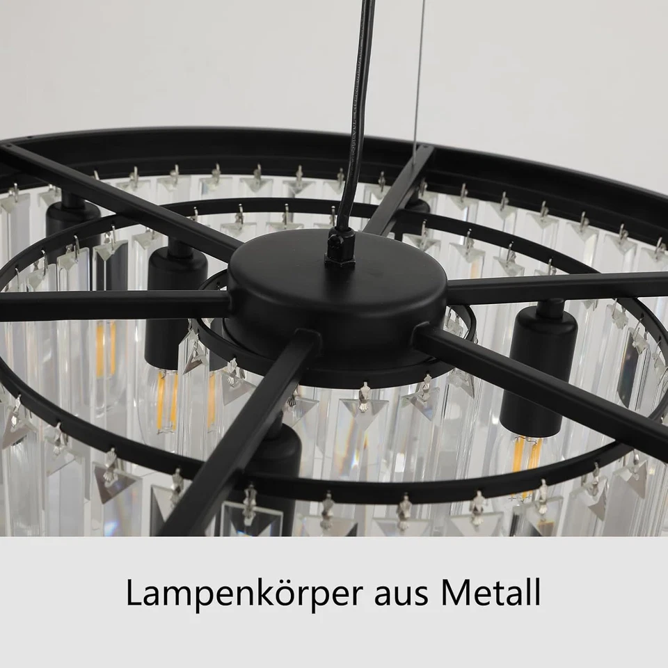 Lampadario in cristallo 60 cm lusso rotondo cristallo sospensione light per corridoio - Immagine 4 di 4