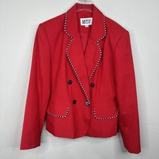 Vintage Dark Cherry Red Blazer Women 10 Preppy Nautical College Retro Statement