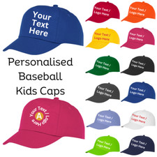 Personalised Baseball Cap Custom Text Logo Printed Kids Hat Unisex Boys Girl Cap