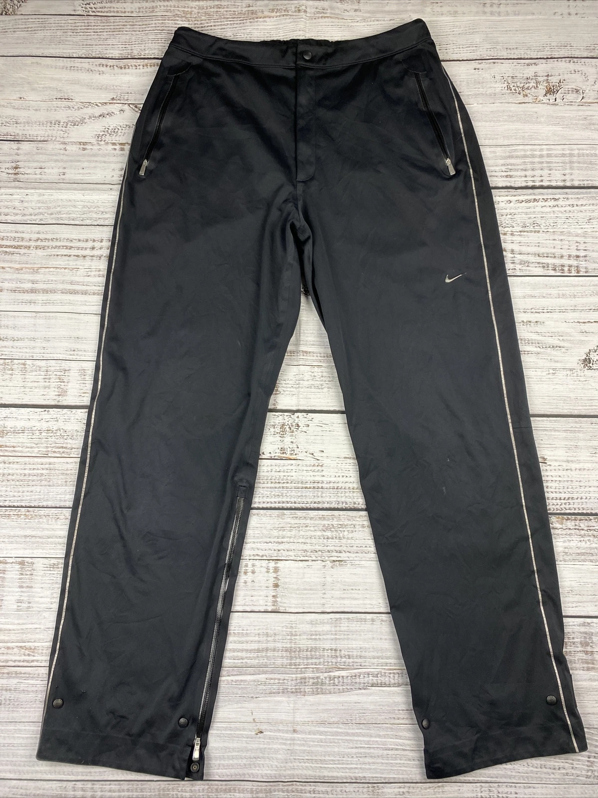 Nike Golf Tech Pants Storm Fit 20 Pockets Black Rain Zipper Mens Size 2XL