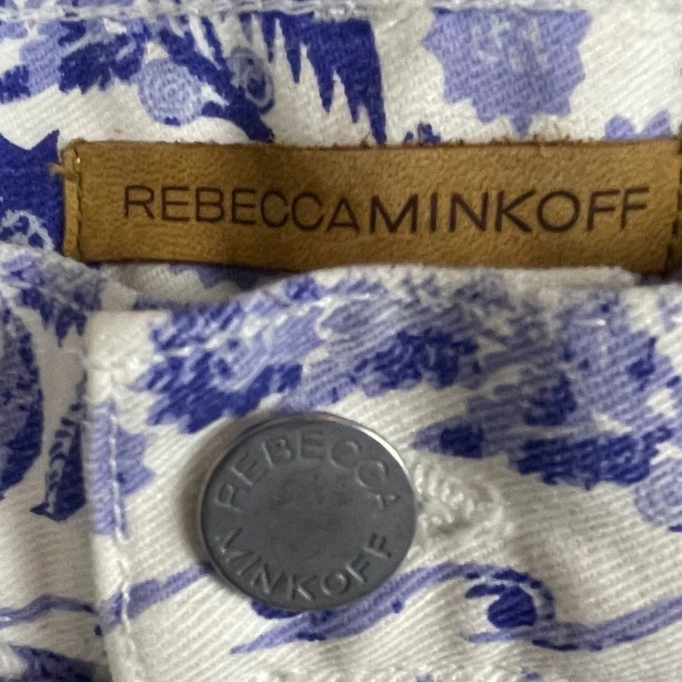 Pantalones Cortos Rebecca Minkoff Crosby Boyfriend Talla 31 Azul Blanco Corte Foto 2 de 4