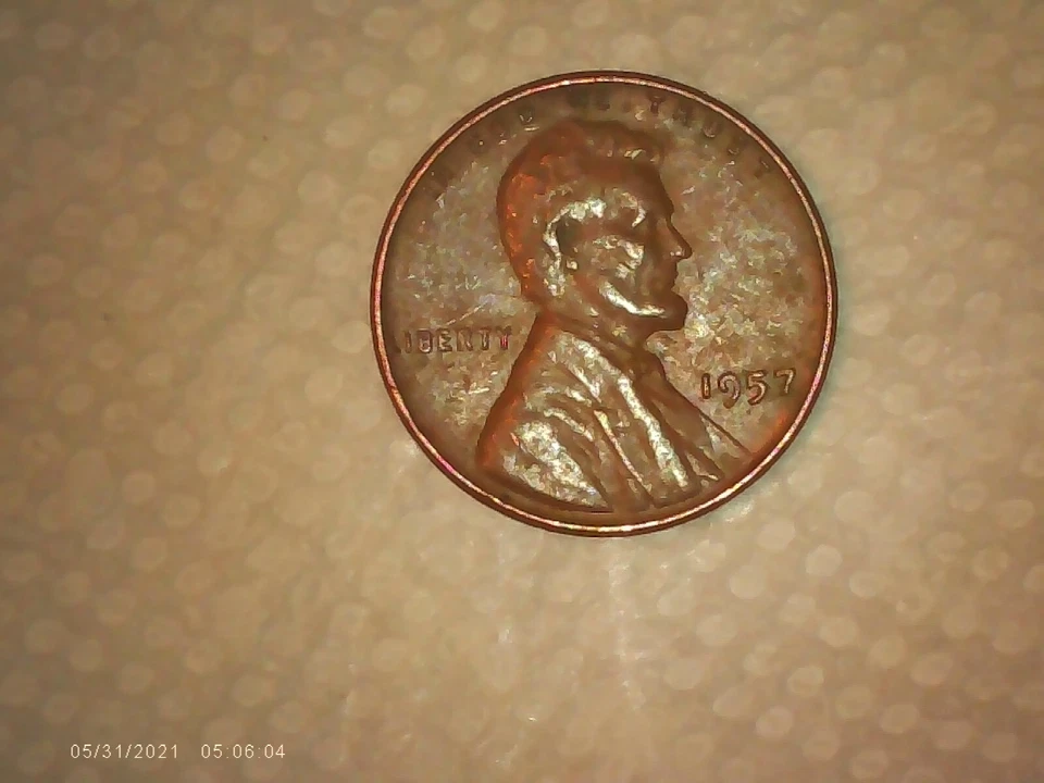 1957-P Lincoln Wheat Penny Die Chip + Overstruck 3.26g #P9D5 - Image 2 of 4