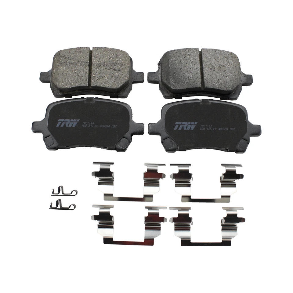 Juego de pastillas de freno delanteras ranuradas de cerámica TRW Pro clips para Chevrolet Pontiac Saturn Foto 2 de 4