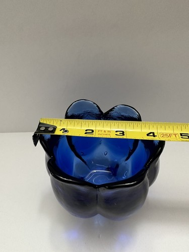 Art Glass Cobalt Blue Tulip Shape Candle Holder - Picture 9 of 11