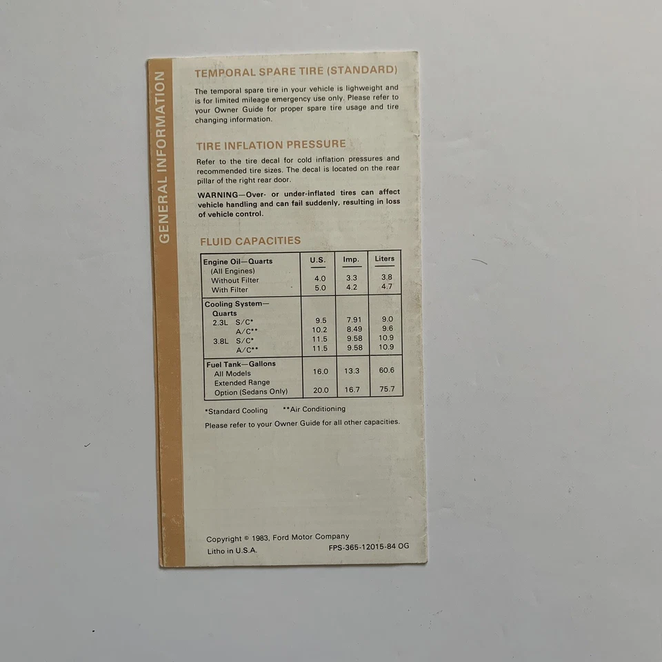 1984 MERCURY MARQUIS FACTORY OWNERS MANUAL OPERATORS GUIDE BOOK - Image 2 of 3