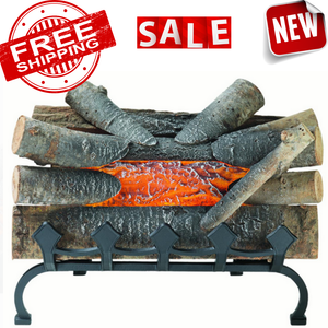 Fireplace Logs Realistic Electric Crackling Fake Fire Set Wood