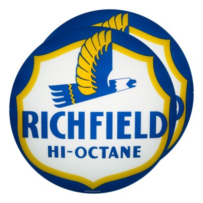 Pair of Richfield Hi-Octane 13.5'' Gas Pump Lenses (G171)