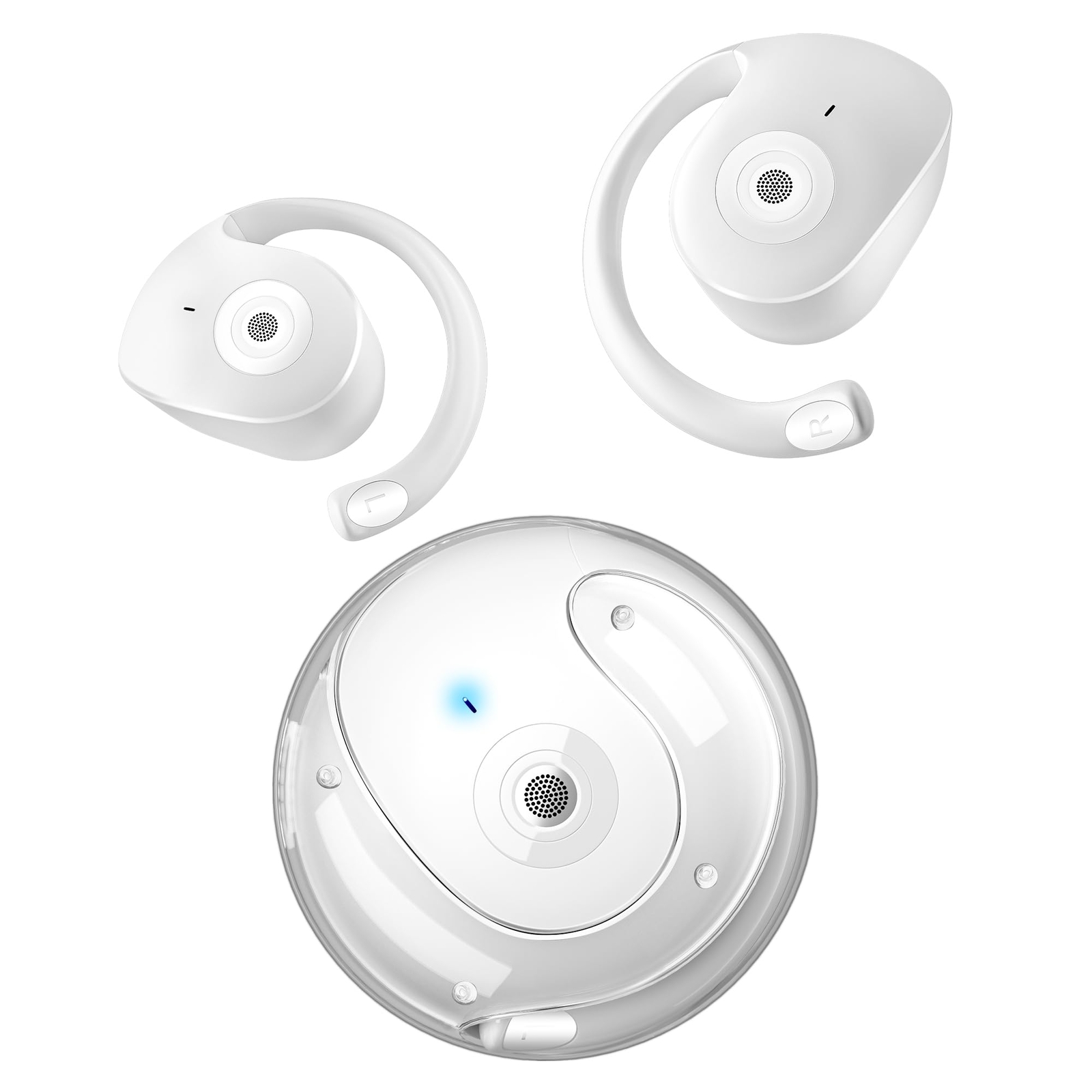 DJWOM Open Ear Wireless Earbuds with Bass Stereo IPX7 Waterproof Bluetooth Headphones