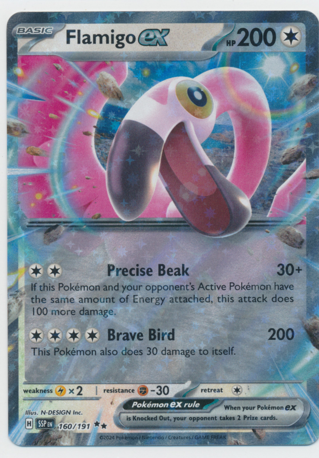 Pokémon TCG Flamigo EX 160/191 Scarlet & Violet Surging Sparks Double Rare NM