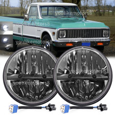 Fit Chevy C10 C20 C30 G10 G20 K10 Halo 7"Round Led Headlight H4-H13 Hi/Lo Bulb