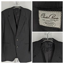 Chester Barrie UK Charcoal Gray Blue Stripe Jacket Blazer 42" Vintage Bespoke