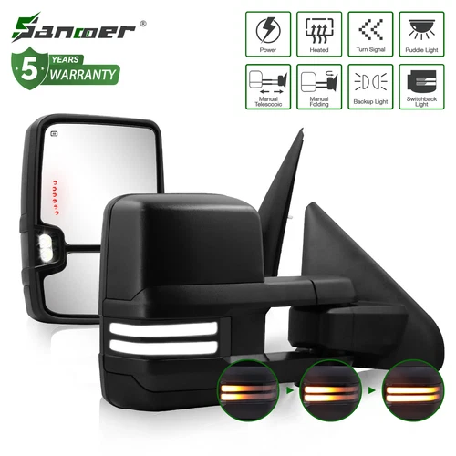 Textured Sequential LED Heated Tow Mirror for 2002-2009 Dodge Ram 1500 2500 3500