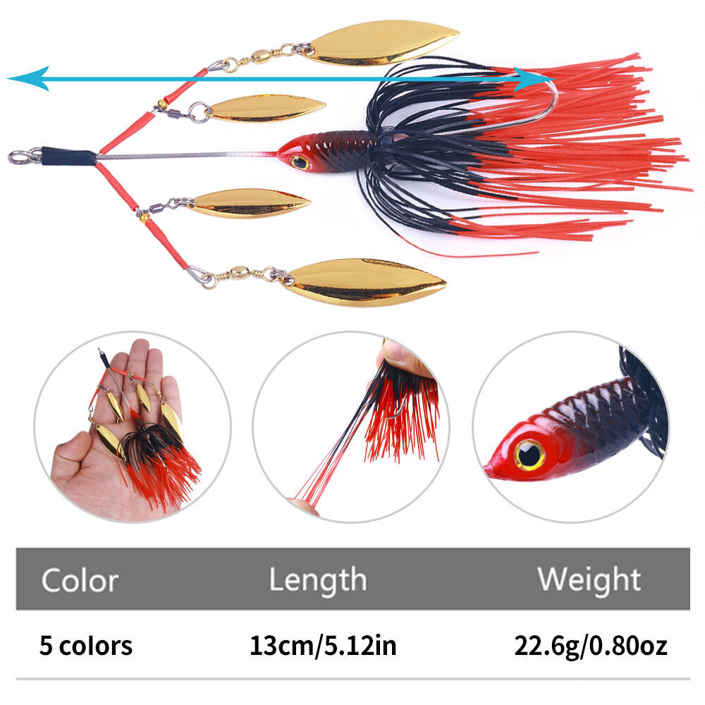 5PCS Spinnerbait Fishing Lures Buzzbait 13cm/22.6g Blade Bait Spoon Tackle USA - Image 3