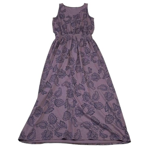 Garnet Hill Dress Size S Small Purple Floral Blouson Maxi - Picture 3 of 15