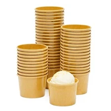 50 Pack 5.5oz Disposable Paper Ice Cream Cups Dessert Bowls for Hot or Cold Food