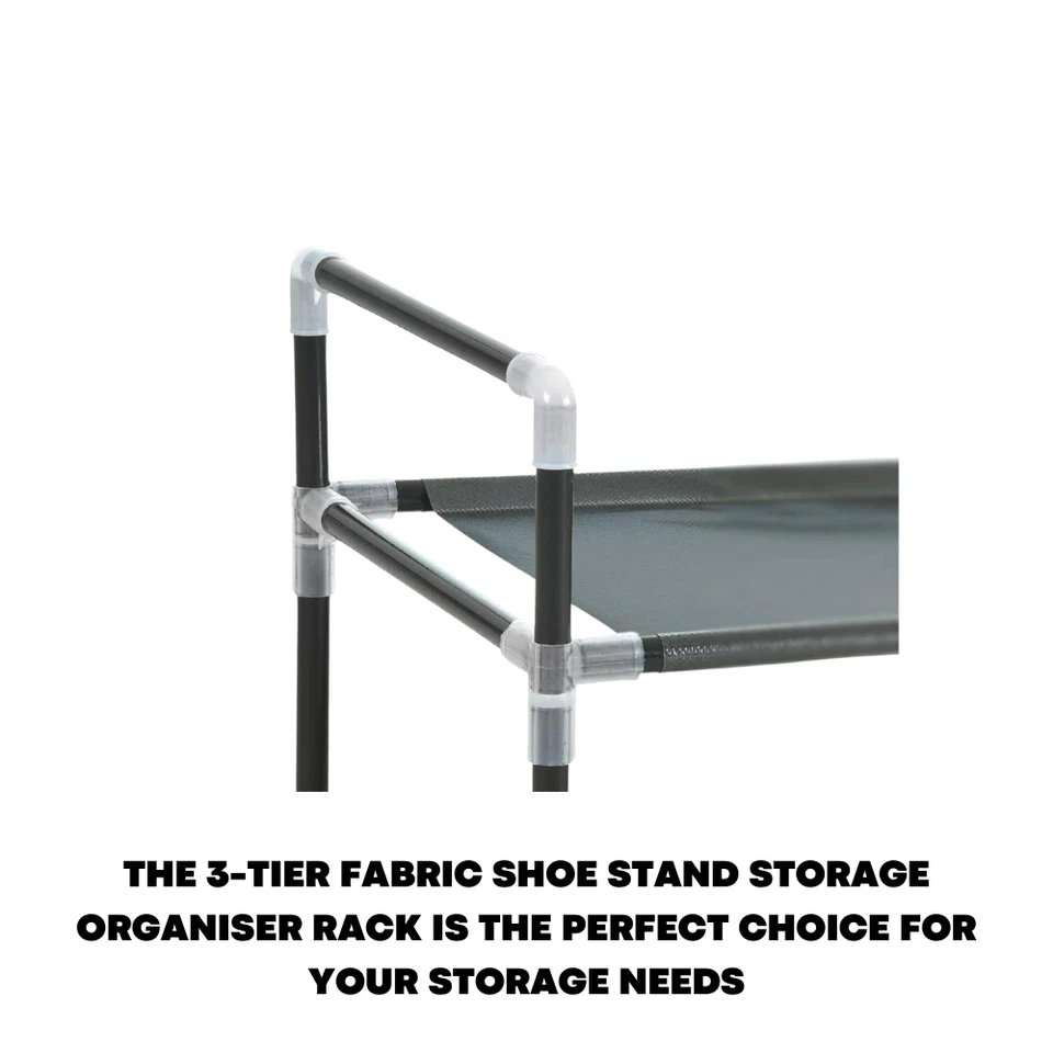 3 Tier Fabric Organiser Shoe Shelf Rack Space Saving Stand Storage Compact UK - Image 4 of 4
