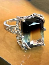 Sterling Silver Two Toned Smoky Quartz Ornate Ring Size 9