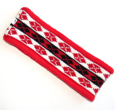 Vintage 100% WOOL Red Knit SKI HEADBAND Ear W...