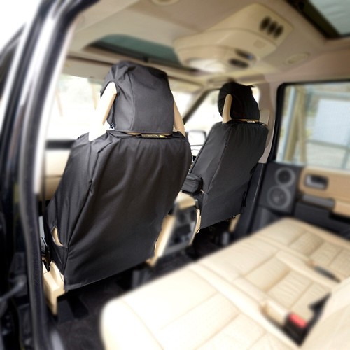 FITS LAND ROVER DISCOVERY 3 SEAT COVERS FRONT TAILORED (2004-2009) BLACK 191 - Picture 23 of 24