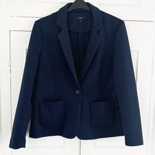 Next Textured Blazer Jacket Size Uk 18 Women’s Navy L/s Eu46 Ladies Smart Casual