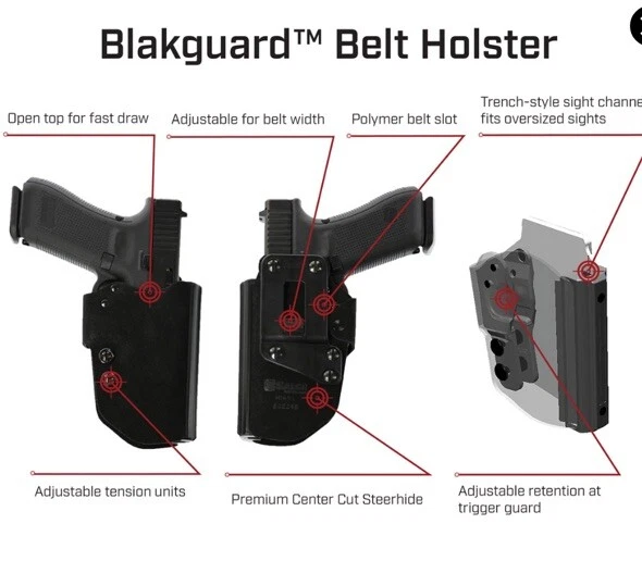 Galco Blakguard OWB Belt Holster fits Springfield XD 9/40 3", RH, Black, BG444B - Image 3 of 4