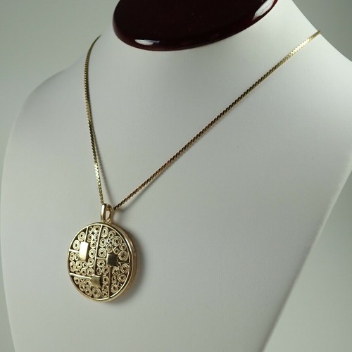 Pendentif cercle en filigrane en spirale orné vintage années 1970 Sarah Coventry - Photo 2/8