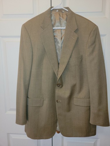 Men Grant Thomas Tan Brown Peach Windowpane Wool Jacket Blazer Size 43 L - Picture 2 of 8