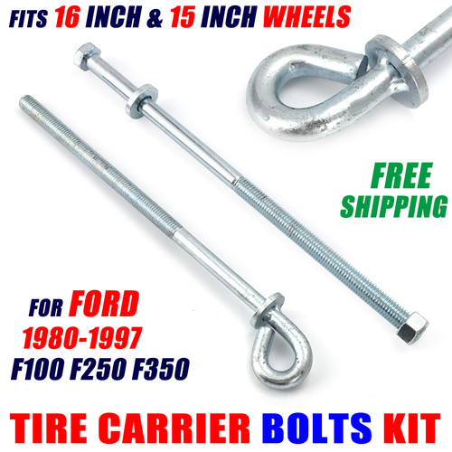 For 1980-97 Ford F100 F250 F350 16" & 15" Spare Tire Carrier Wheel Carrier Bolts - Picture 1 of 10