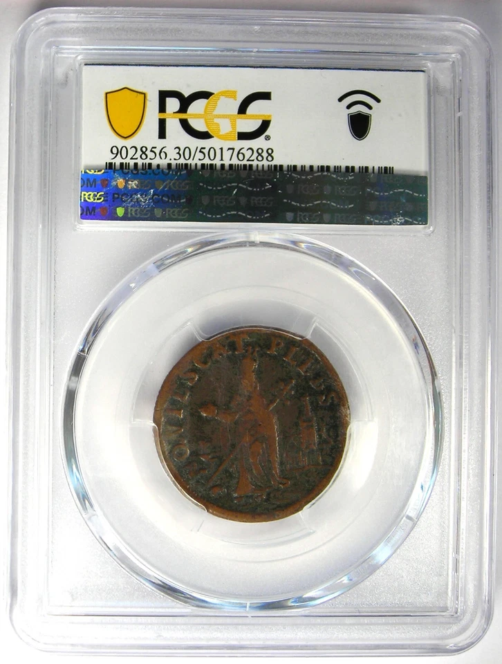 1670 New Jersey St Patrick Farthing Colonial Coin 1/4P - PCGS VF30 - $1900 Value - Image 3 of 4