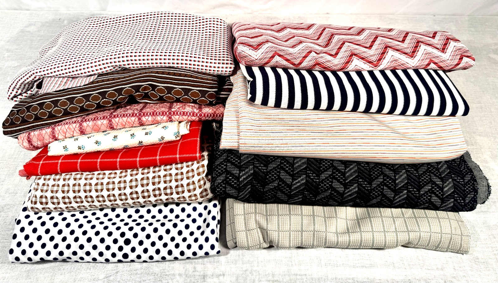 18 Lbs Lot -12 Piece Vtg Fabric Bundle  Quilting, Clothes, Dress …Yardage Nice!