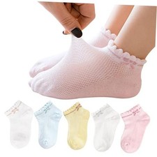 5 Pack Baby Girls Boys Mesh Thin Socks Cotton Low Cut Kids 3-5T Multicolor