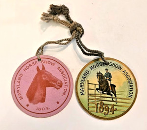 1894 Maryland Horse Show Admission Badges Pair Victorian Sporting Ephemera