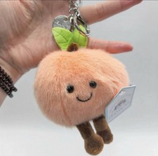 Jellycat Amuseables Peach Plush Bag Charm Keychain Toy - Authentic NWT USA