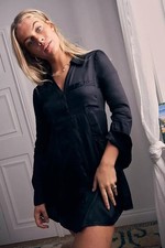 UO Renee Black Shirt Dress Buttondown Long Sleeve Collared Mini New Small S