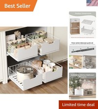 2 Pack Pull Out Cabinet Organizer - Slide Out Drawers with Adhesive Nano Film...