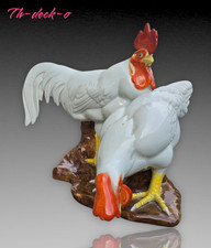 JAPON FUKAGAWA ARITA MEIJI SEIJI GROUPE POULE COQ PORCELAINE ROOSTER PORCELAIN