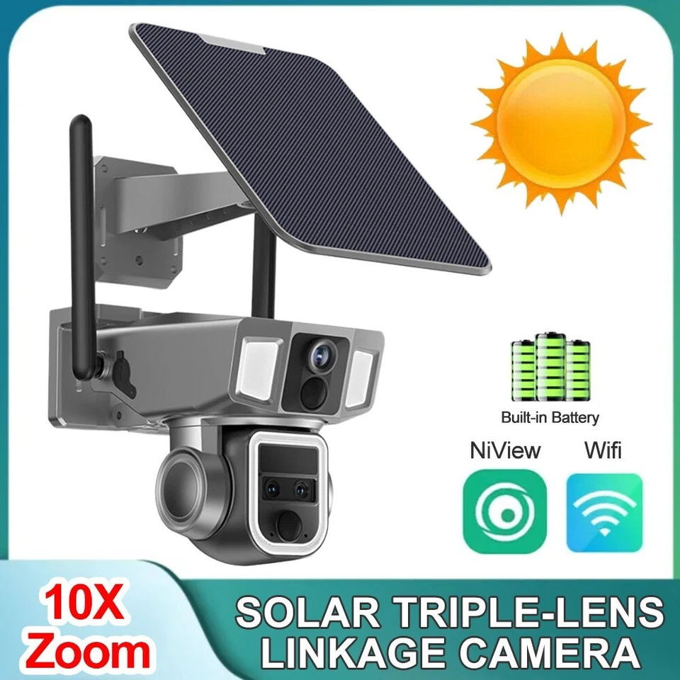 Camera Panel Solar Camera4G/Wifi Home Security Surveillance 10x Optical Zoom NEW - Image 2 of 4