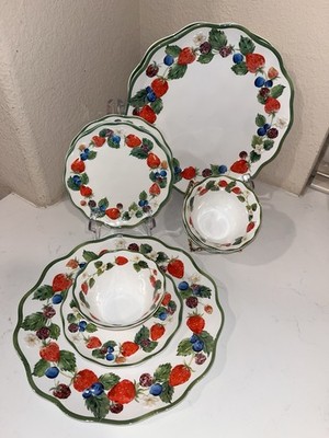 Primrose Vintage Nwt Mixed Berries Design Melamine 12 Piece Plate Bowl Set