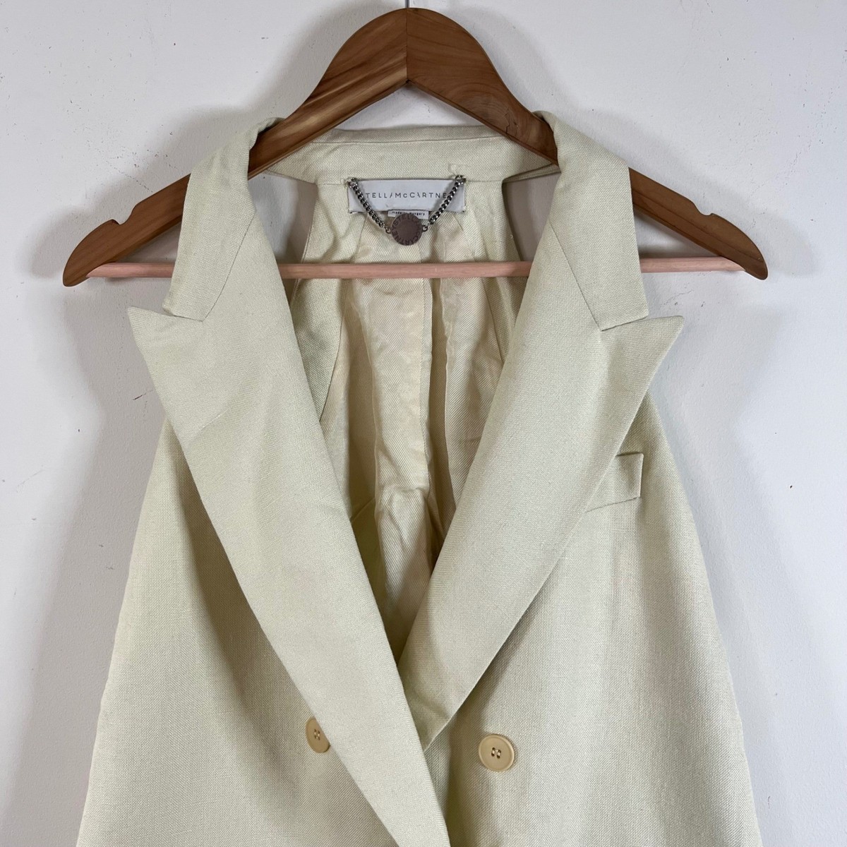 Stella McCartney Blazer Vest Double Breasted Cream Womens 44 Corpcore Chic View 3