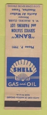 Matchbook Cover - Shell oil gas Bank Houston TX